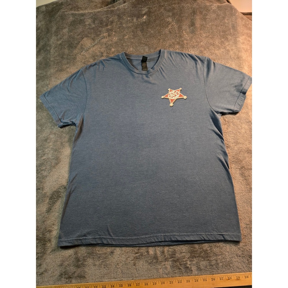 Gildan T-Shirt Mens Large Blue Excellent The ROC 2023 Hot Rod Graphic Tee